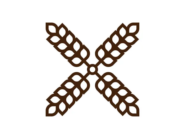 Λογότυπος αρτοποιίας με αυτιά σιταριού. Λογότυπο ανεμόμυλου. — Διανυσματικό Αρχείο