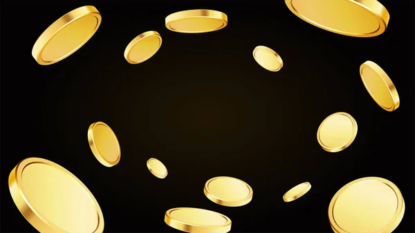 Gouden roterende munten. Vliegende munten, of vliegend geld. — Stockvector