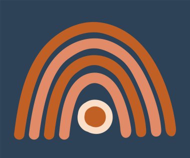 El çizimi gökkuşağı. Boho ya da bohem mavi gökkuşağı.