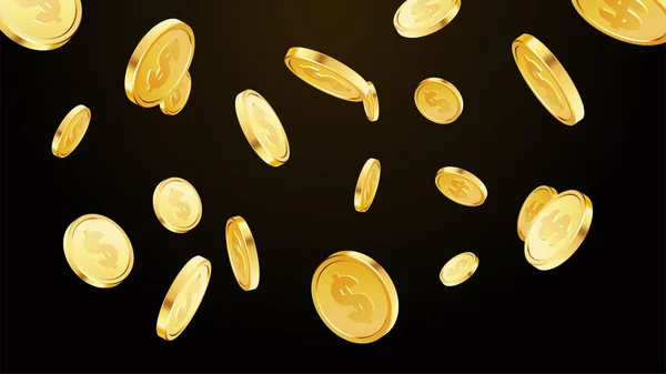 Oro cayendo monedas. Monedas voladoras, o dinero volador. — Archivo Imágenes Vectoriales