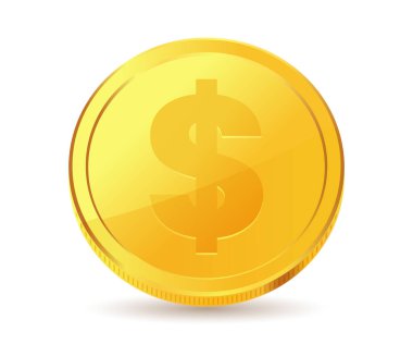 Dolar işaretli altın sikke, sembol.