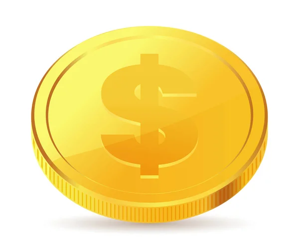 Moeda de ouro com sinal de moeda dólar, símbolo. — Vetor de Stock