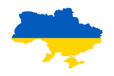 Ukrayna Ulusal Bayrağı Ukrayna 'da. Ukrayna haritası.