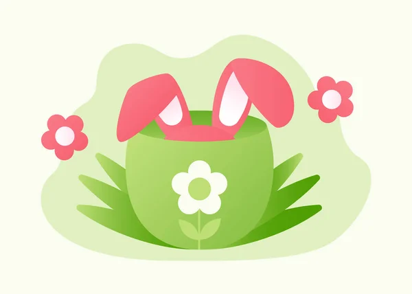 Cute kawaii rabbit or hare like an easter egg — Stock Vector