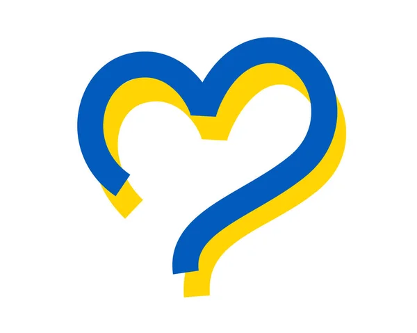 Support of ukrainians concept. Heart shape made by ukrainian ribbon. — Stock Vector