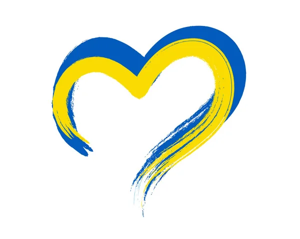 Support of ukrainians concept. Heart shape made by ukrainian ribbon. — Stock Vector