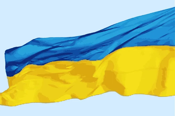 Flag of Ukraine on the blue sky. — Stock Vector