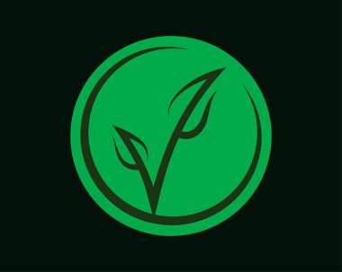 Yeşil vegan sembolü. Organik, eko ürün etiketi.