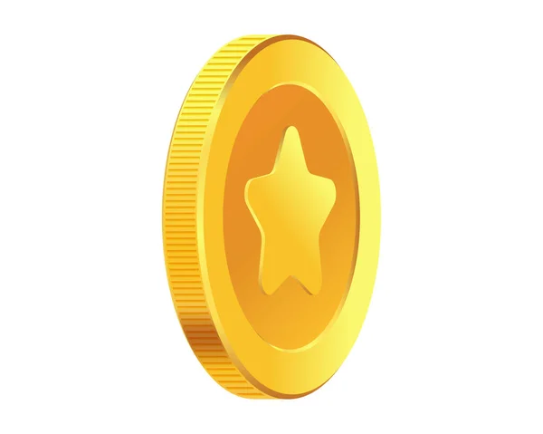 Zlaté peníze. Rotující zlatá mince. — Stockový vektor