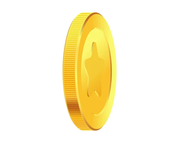 Золотые деньги. Вращающаяся золотая монета. — стоковый вектор