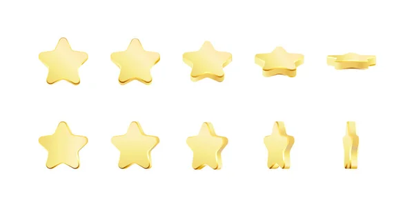 Un prix d'or. Ensemble d'étoiles dorées tournantes. — Image vectorielle