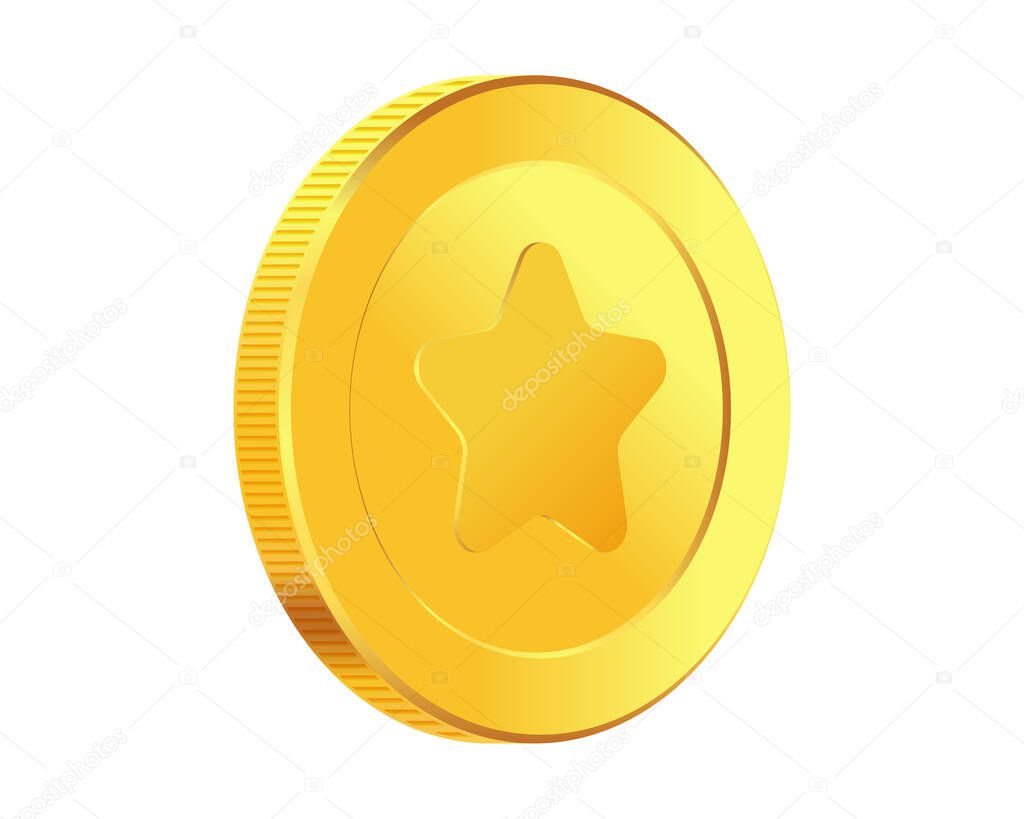 Golden money. Rotating gold coin.