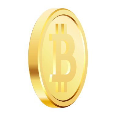 Dönen altın bitcoin paralar. Altın kripto para kripto para, para. Döndürme, 3 boyutlu bitcoin paralar. Vektör illüstrasyonu.