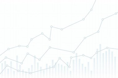 Finansal tablo veya grafik yükselen borsa veya ekonominin yükselişi. Çizelge ya da grafik. İş, kâr büyüme konsepti. Beyaz arka plan. Vektör illüstrasyonu