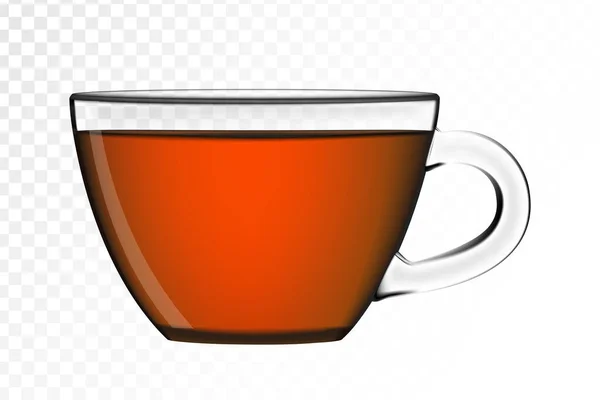 Чашку Чая Реалистичный Вектор Горячий Напиток Прозрачной Чашке Изолированном Фоне — стоковый вектор