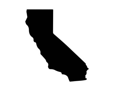 Kaliforniya eyalet haritası. ABD eyalet haritası. California siluet sembolü. Vektör illüstrasyonu