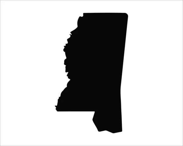 Mapa Del Estado Mississippi Mapa Estatal Estados Unidos Símbolo Silueta — Vector de stock