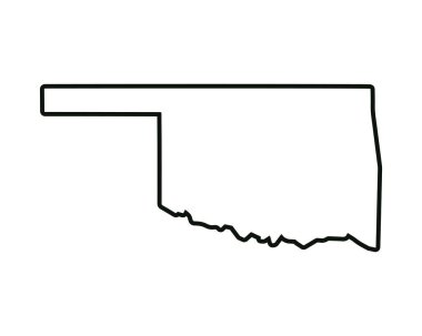 Oklahoma eyalet haritası. ABD eyalet haritası. Oklahoma ana hat sembolü. Vektör illüstrasyonu