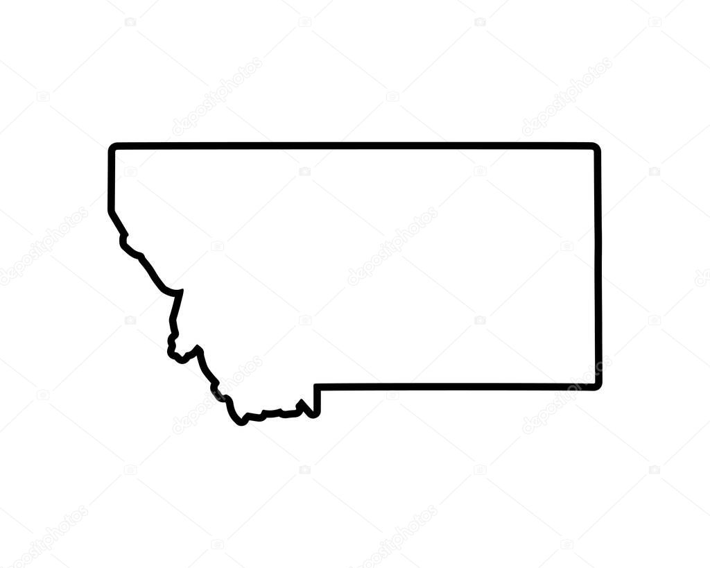 Montana state map. US state map. Montana outline symbol. Vector illustration