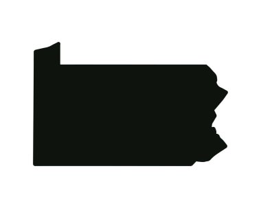 Pennsylvania eyalet haritası. ABD eyalet haritası. Pennsylvania siluet sembolü. Vektör illüstrasyonu