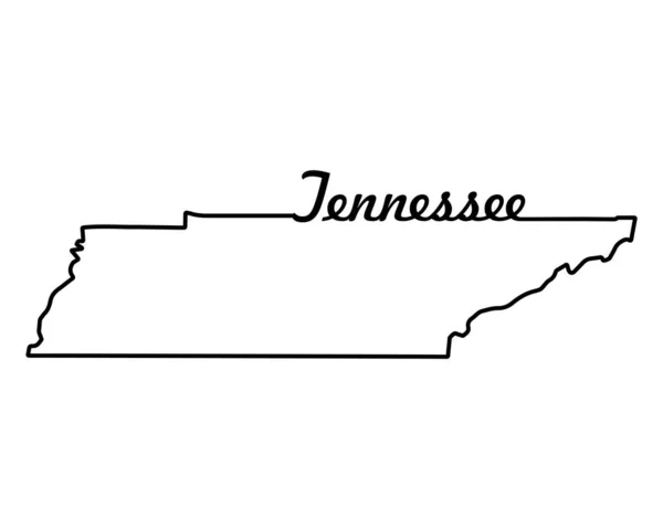 Een Plattegrond Van Tennessee Amerikaanse Staatskaart Tennessee Outline Symbool Retro — Stockvector
