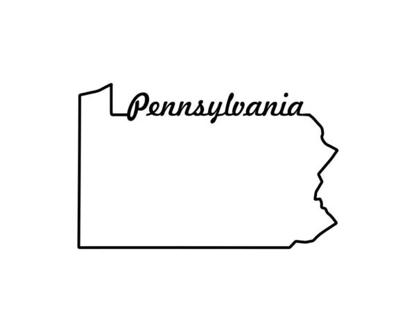 Pennsylvania State Map State Map Pennsylvania Outline Symbol Retro Typography — Stock Vector