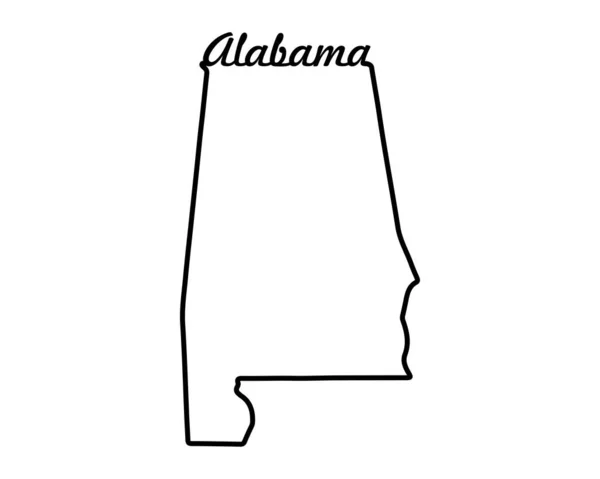 Карта Штата Алабама Карта Штата Сша Символ Контура Алабамы Ретро — стоковый вектор