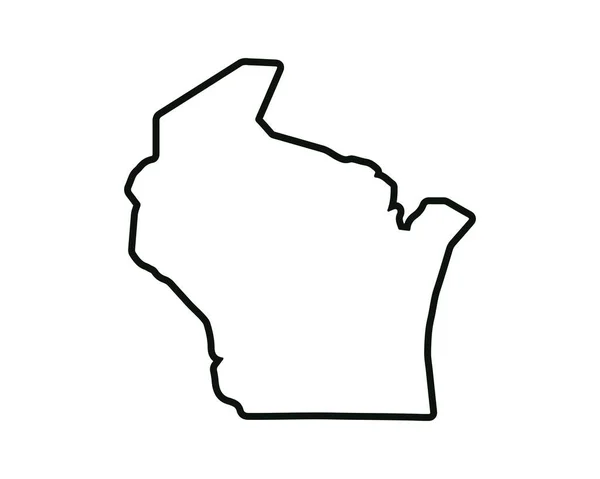 Wisconsin Eyalet Haritası Abd Eyalet Haritası Wisconsin Ana Hat Sembolü — Stok Vektör