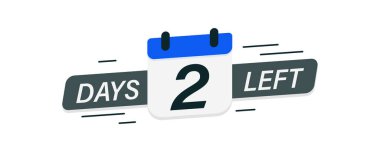 Geri sayım pankartı. Takvimli web pankartı ve 2 günlük mesaj. Takvim simgesi. Son dakika teklifi ya da geri sayım pankartı. Terfi ikonu. Günler sayılı. Vektör illüstrasyonu