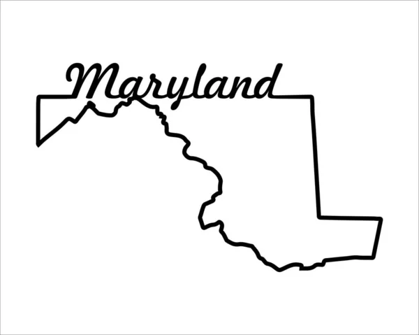 Maryland State Map State Map Maryland Outline Symbol Retro Typography — ストックベクタ