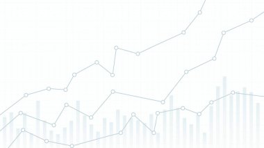 Finansal tablo ya da grafik. Yükselen borsa ya da yükselen ekonomi. Çizelge ya da grafik. İş, kâr büyüme konsepti. Beyaz arka plan. Vektör illüstrasyonu
