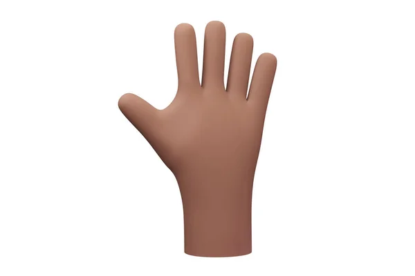 3d hand gesture symbol. Five fingers gesture. 3d render. Hand with five fingers raised. Black skin. Hi five. Vote symbol. White skin.