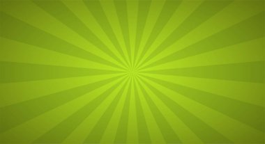 Merkezinde ışın ya da çizgiler olan geçmişe dönük bir arkaplan. Güneş patlaması ya da güneş patlaması. Yıldız patlaması soyut arkaplan. Yeşil renk. Vektör illüstrasyonu