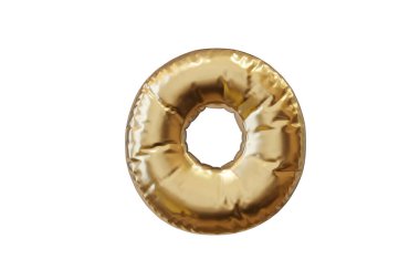 Balloon gold number. Golden balloon zero number. Applicable for birthday party holiday event, party design. Metallic glossy golden number. 3d rendering illustration.