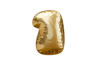 Balloon golden 1 number. Golden balloon zero number. Applicable for birthday party holiday event, party design. Metallic glossy golden number. 3d rendering illustration.