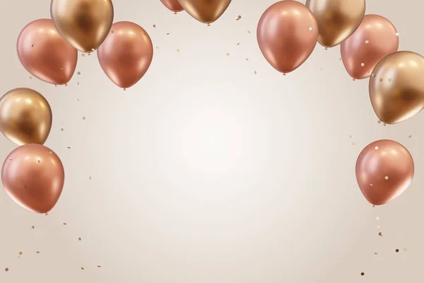 Rose Gold Colored Gold Balloons Pastel Pink Background Applicable Birthday — Stock Photo, Image