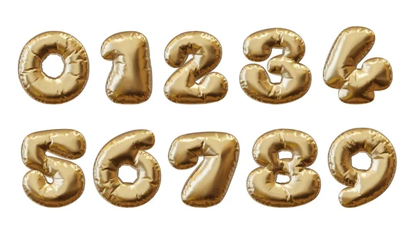 Conjunto Número Balão Ouro Números Balão Dourado Aplicável Para Evento — Fotografia de Stock