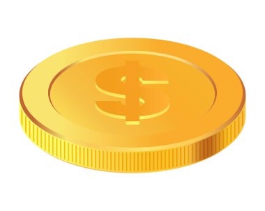 Döner altın sikke. Altın para. Kumar oyunlarına, piyangoya, bankaya ya da finansal resimlere başvurulabilir. Video oyunu ödülleri, kurdeleler için kullanılabilir. Vektör illüstrasyonu.