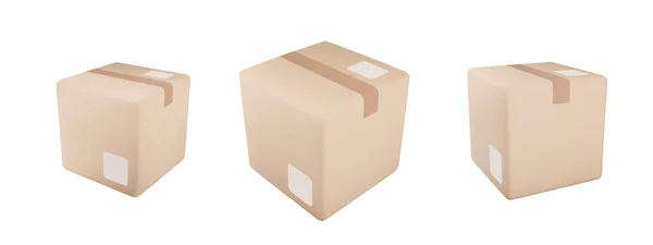 Κουτί Παράδοσης Απομονωμένο Φόντο Χάρτινο Χαρτόνι Χαρτοκιβώτιο Ρεαλιστικά Κουτιά Παράδοσης — Διανυσματικό Αρχείο