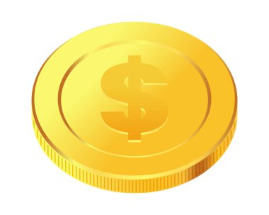 Döner altın sikke. Altın para. Kumar oyunlarına, piyangoya, bankaya ya da finansal resimlere başvurulabilir. Video oyunu ödülleri, kurdeleler için kullanılabilir. Vektör illüstrasyonu.