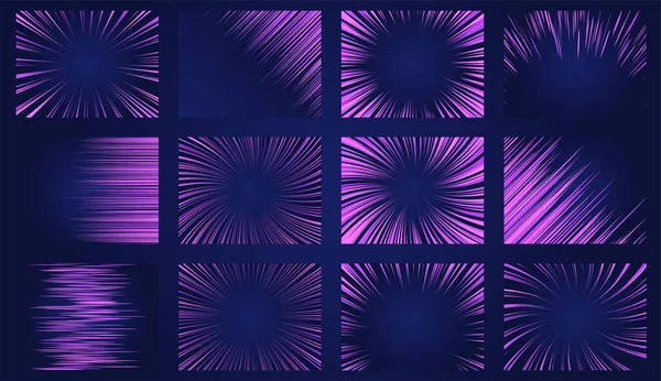 Set Fundaluri Futuriste Neon Razele Neonice Fundaluri Abstracte Ale Spațiului — Vector de stoc