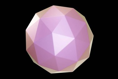Holografik 3D şekil. İnci renkli çokgen küre. Geometrik şekil. Geometrik ilkel. 3d oluşturma.