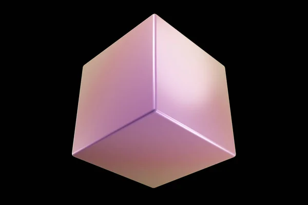 Holographic Shape Pearl Color Cube Geometric Shape Geometric Primitive Rendering — Stock Photo, Image