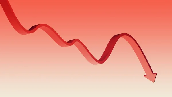 Czerwona Strzałka Schodząca Gradientowym Tle Kryzys Finansowy Recesja Ilustracja Spadku — Zdjęcie stockowe