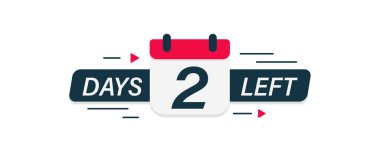 Geri sayım pankartı. Takvimli web pankartı ve 2 günlük mesaj. Takvim simgesi. Son dakika teklifi ya da geri sayım pankartı. Terfi ikonu. Günler sayılı. Vektör illüstrasyonu