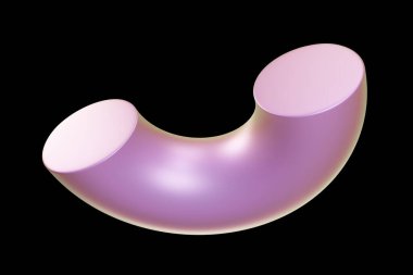 Holografik 3D şekil. İnci renkli yarım torus. Geometrik şekil. Geometrik ilkel. 3d oluşturma.