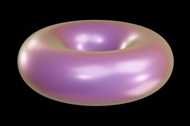 Holografik 3D şekil. İnci renkli torus. Geometrik şekil. Geometrik ilkel. 3d oluşturma.