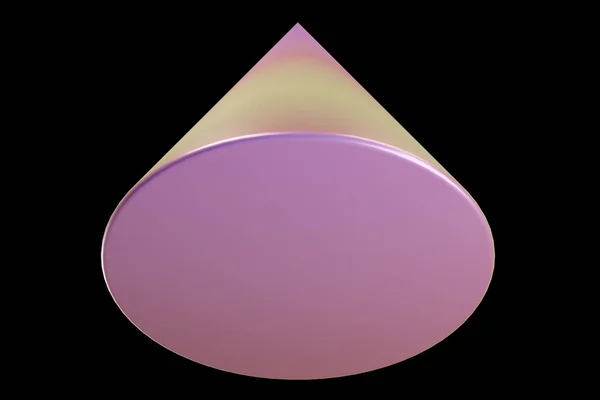 全息图3D形状 珍珠色锥形 几何形状 几何原始 3D渲染 — 图库照片