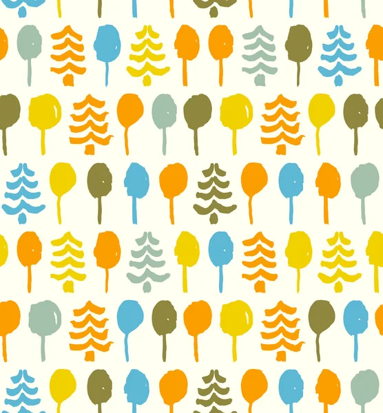 Dekorativa ljusa mönster med träd. sömlös doodle konsistens. väv. mall för design utskrifter, kläder, tapeter, webbsida bakgrunder — Stock vektor