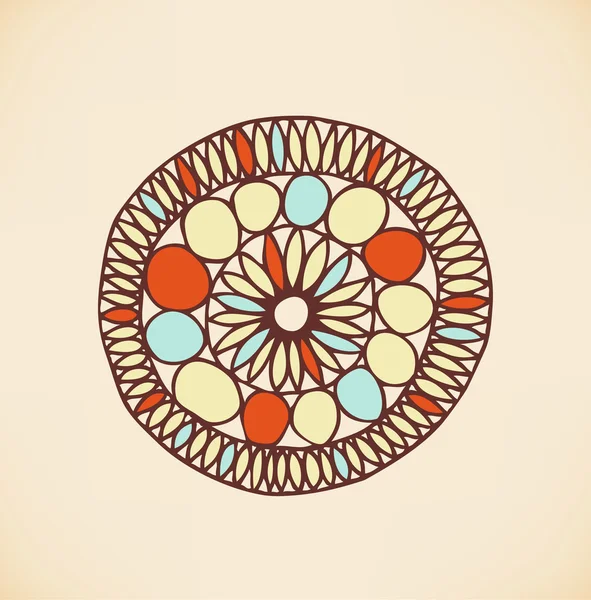 Élément de design mignon ethnique. Mandala dessiné à la main. Dentelle décorative napperon — Image vectorielle